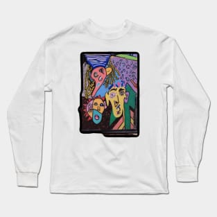 Post modernism Lima bean face picasso inspo Long Sleeve T-Shirt